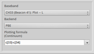 Choose channel (aka baseband), backend, and optionally a plotting formula.